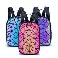 new Luminous Backpack Women Small Geometric Backpack School Folding Female Holographic Backpacks Colorful Reflective School Bags