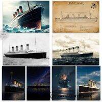 Vintage คลาสสิก Titanic เรือในมหาสมุทร Sailing Ship Sea Waves โปสเตอร์ศิลปะภาพวาดผ้าใบพิมพ์ภาพ Room Home Decor