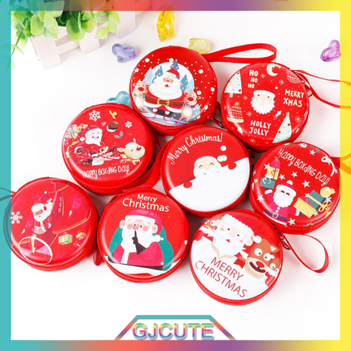 gjcute-กระเป๋าใส่เหรียญลายคริสต์มาสน่ารัก1ชิ้นกระเป๋าสตางค์เด็กผู้หญิงลายการ์ตูนกล่องจัดระเบียบหูฟัง