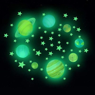 [24 Home Accessories] Stiker Cahaya Rumah Stiker Dinding Bercahaya Bintang Planet Stiker Langit Langit Bercahaya Dekorasi Kamar Anak Anak