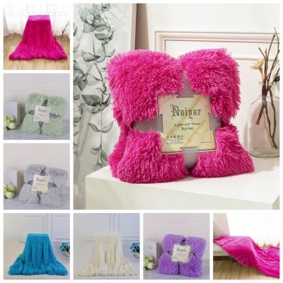 9 Colors Plush Blanket Soft Fur Faux With Fluffy Throw Blanket Bed Sofa Bedspread Long Shaggy Warm Bedding Sheet Cozy Blankets