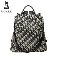 FOXER แฟชั่น Monogram สุภาพสตรีกระเป๋าเป้สะพายหลังกระเป๋าเดินทางผ้าวัสดุความจุขนาดใหญ่กระเป๋านักเรียนหญิงกระเป๋าสะพายที่มีคุณภาพสูง