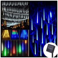 Solar LED Meteor Shower Light Holiday Atmosphere String Lights Outdoor Fairy Decor Waterproof for Patio Street Balcony Garden