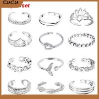 CUCU 12pcs/set ของขวัญเครื่องประดับ เปิด ฤดูร้อน ชายหาด ข้อต่อ ชุดแหวนนิ้วเท้า แหวนนิ้ว แหวนรองเท้า แหวนหาง