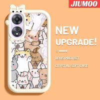 เคส JIUMOO สำหรับ OPPO A78 5G A58 A58x 5G เคสการ์ตูนน่ารักแมวกระต่ายน้อยน่ารักแฟชั่นซิลิโคนเคสโทรศัพท์แบบใสเลนส์กล้องถ่ายรูปเคสกันกระแทกกรอบโปร่งใสกันกระแทกนิ่ม