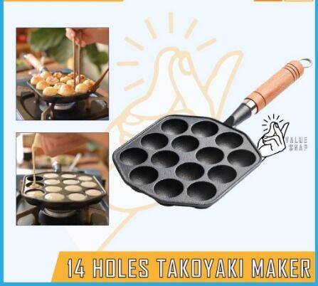 Malaysia Stock Original Japanese Takoyaki Pan 14 Holes Diy Takoyaki 