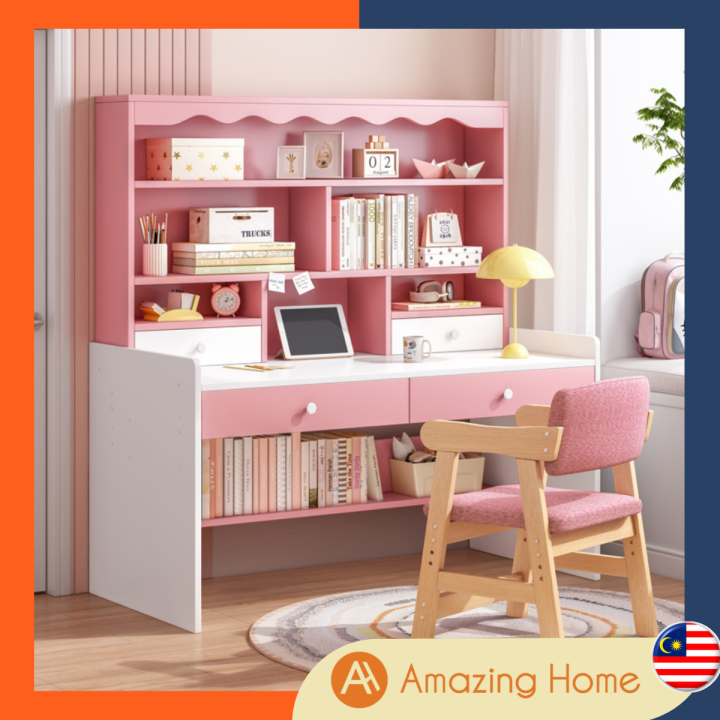 AmazingHome 100cm Children Study Table Kids Study Table Pink Study