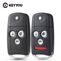 [More Suitable] KEYYOU สำหรับ Honda Acura Civic Accord Jazz CRV HRV Remote Flip Car Key Fob Shell Case 3/4ปุ่ม2009 2010 2011 2012 2013 2014