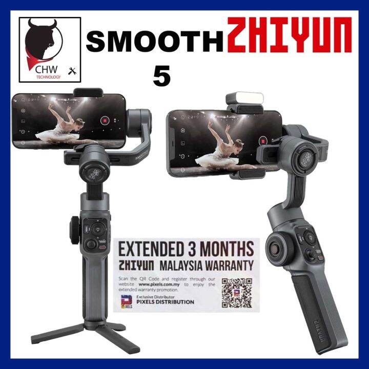 ZHIYUN SMOOTH 5 GIMBLE / SMOOTH 5 COMBO SET ORIGINAL PIXEL MALAYSIA ...