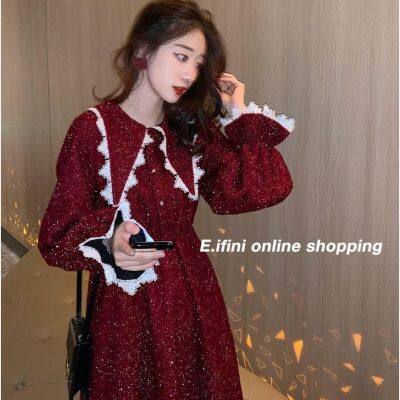 E.ifini dress ชุดคริสต์มาส ชุดสีแดง 033