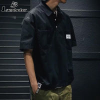 Lansboter เสื้อแขนสั้นโปโลผู้ชาย,สีทึบเรียบง่ายแขนสั้นใหม่