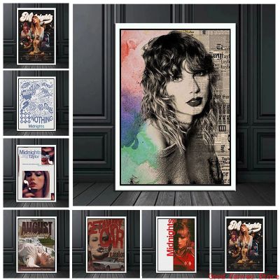 อัลบั้มใหม่ Midnights เพลงโปสเตอร์ HD พิมพ์ Wall Art สำหรับ Room Home Cafe Bar Decor นักร้อง Star Taylors Alison Swift ภาพวาดผ้าใบ