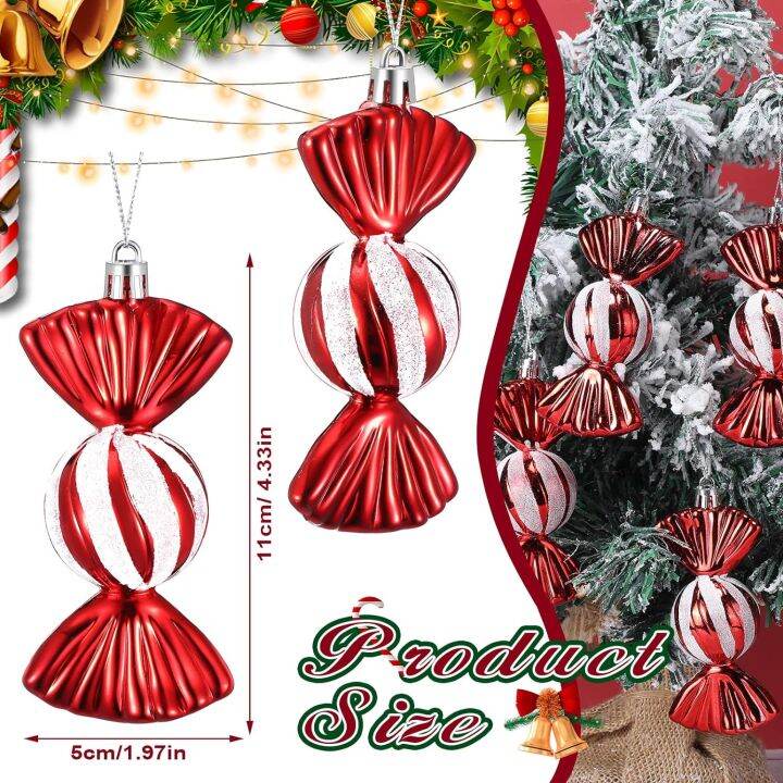 Christmas Peppermint Candy Ornament Glitter Christmas Tree Candy Cane