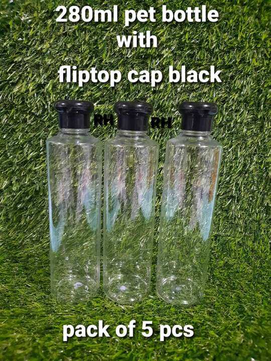 pack of 5pcs 280ml tubular plastic bottle with black mushroom flip top