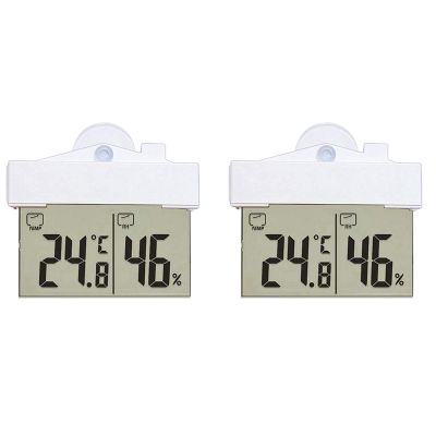 2X Digital Transparent Home Window Display Hygrometer Indoor Outdoor Temperature Humidity Meter Station