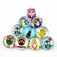 Hot Sale 20pcs Animal Owl Snap Buttons Charms Cartoon 18mm Glass Buttons Fit DIY Snap celets Replaceable Buttons Jewelry