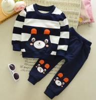 BOTEZAI Baby Boy Clothes Spring Autumn Cartoon Bear Long Sleeve T-Shirt Pants 2pcs Suits Kids Girls Casual Set Sport Tracksuit