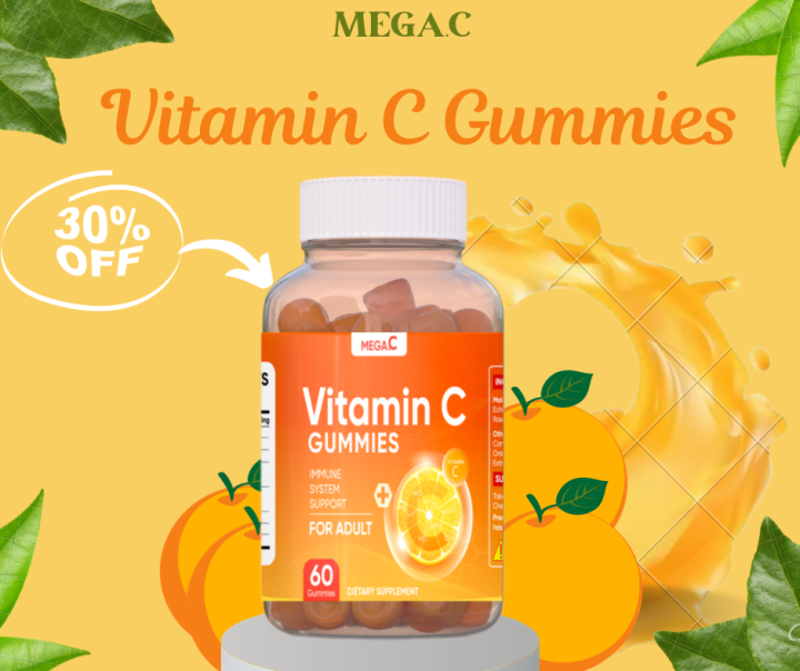 MeGaC Vitamin C Gummies Energy Gummy Natural Fresh Orange Flavor
