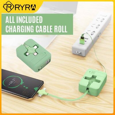 RYRA 3 In 1 Retractable Charging Cable Type C Mirco USB Fast Charging Data Cord For IPhone OPPO VIVO Xiaomi Huawei