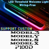 Customized For TESLA MODEL 3 X S Y P100D MODEL3 Car Welcome Door illuminated Sill Light Logo Lamp LED Car Pedal Decoration