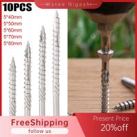 WSTEE NIGOSHI 10Pcs/pack ที่มีคุณภาพสูง 50/60/70/80mm ไม้สำหรับไม้ 410สแตนเลสสตีล ประเภท knurled สกรูยึดดาดฟ้า สกรูเกลียวปล่อย ช่องเสียบ Torx