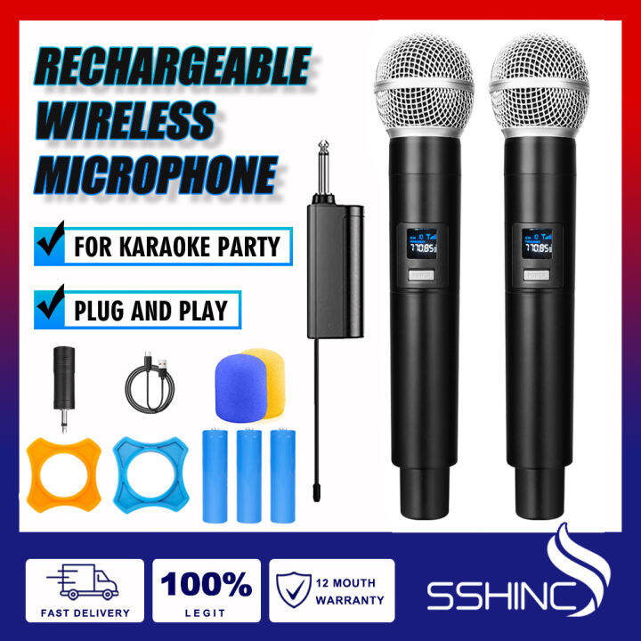 Rechargeable Karaoke Wireless Microphone UHF Recording Karaoke Mic With