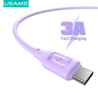 USAMS USB ไปยัง Type C สายชาร์จ3A 3.0 QC ชาร์จเร็ว480 Gbps การถ่ายโอนข้อมูลสำหรับ S23 Samsung Huawei Realme แล็ปท็อป Xiaomi แอนดรอยด์