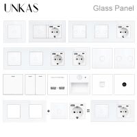 【LZ】✙▩  UNKAS DIY Combinação Livre Painel de Vidro Branco Tuya Wifi Único Fogo Linha 1/2 Gang 146 milímetros Switch Smart Home Outlet Campainha Cortina