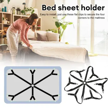 Sheet Straps Bed Sheet Holder Straps, Fitted Sheet Clips Adjustable Elastic  Crisscross Suspenders Bedding Accessories Bed Sheet Fasteners for Corners,  Fit Round and Square Mattresses (3 Way White) 