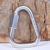 6/8mm Outdoor 304 Stainless Steel Climbing Buckle Mountaineering Triangle Safety Connection Belt Lock Fast Hook Carabiner Coil Springs