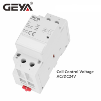 GEYA GYHC 2เสา63A DC24V คอยล์ควบคุมแรงดันไฟฟ้า2NO 2NC 1NO1NC อัตโนมัติในครัวเรือนคอนแทค Din Rail ประเภท