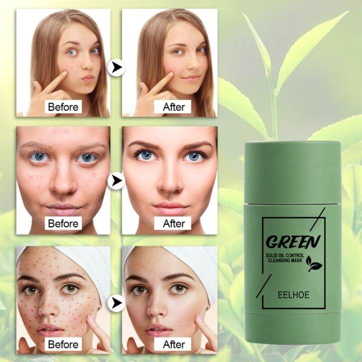 มาส์กคอ-green-tea-mask-face-ผิวเรียบเนียน-ทำความสะอาดหัวดำ-เติมน้ำให้ผิว-เรียบเนียน-blackhead-cleanser-acne-clearing-ทำความสะอาดผิวหน้า-whitening-mud-mask-stick