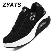 ZYATS Air Cushion Bottom รองเท้าผ้าใบตาข่ายระบายอากาศใหม่สำหรับผู้หญิงรองเท้าลำลองแฟชั่นกันลื่นสำหรับฤดูร้อน