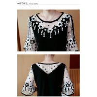 Plus Size L-5XL Lace Fashion Korean Dress Summer Women Casual Midi Dresses black