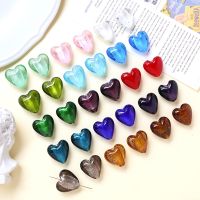 5 pieces 20x20mm Retro colored glass straight hole heart-shaped beads DIY Jewelry Necklace Bracelet Earring accessories