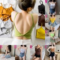 Women Sleeveless Backless Tank Tops Solid Color Camisoles