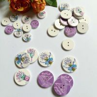50PCs 15mm/20mm/25mm Lavender amp; Dragonfly Wood Buttons 2 Holes DIY Scrapbook Crafts Decoration Sewing Garment Accessories
