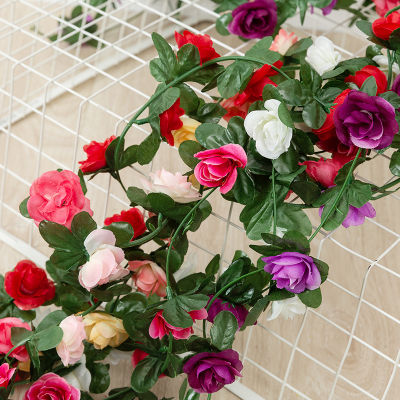 【cw】250CM Rose Artificial Flowers Christmas Garland for Wedding Home Room Decoration Spring Autumn Garden Arch DIY Fake Plant Vine ！
