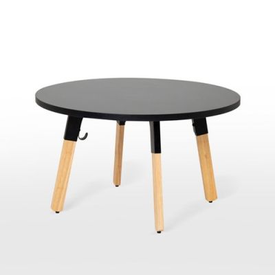 modernform โต๊ะกลม End Table รุ่น RV ท็อปดำ/ขาไม้ยาง ขนาดเส้นผ่านศูนย์กลาง 80 X สูง 45 ซม.
