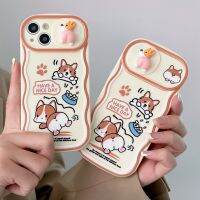 ชิบะอินุการ์ตูนน่ารัก Welsh Corgi Pembroke Dog With Push-Pulled เคสเลนส์โทรศัพท์กล้อง3D สำหรับ iPhone 14 Pro Max Plus ฝาครอบกรอบหลังมือถือนิ่มกันกระแทกสำหรับ iPhone 13 Pro Max เคสมือถือสำหรับ12 11เคสห่อหุ้ม