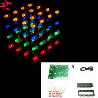 【New-store】 จัดส่งฟรี LED DIY ชุด3d 4 Multicolor Cubeeds อิเล็กทรอนิกส์ DIY ชุด4X4X4