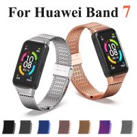 Tali baja tahan karat untuk Huawei Band 7 gelang jam Loop magnetik gelang logam jam tangan pria wanita untuk jam tangan Huawei Band 7 correa