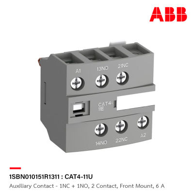 ABB : Auxiliary Contact - 1NC + 1NO, 2 Contact, Front Mount, 6 A รหัส CAT4-11U : 1SBN010151R1311 เอบีบี