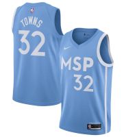 Ready Stock 22/23 Top Quality Mens No.32 Karl-Anthony Towns Minnesota Timberwolves 2019/20 Season Swingman Jersey - Blue