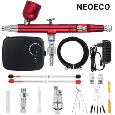 Dual-Action Airbrush With Mini Battery Cordless Air Compressor Kit 0.3mm Air Brush Spray Cleaning Tool for Makeup Nail Paint