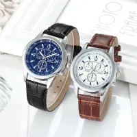 Spot Hot Sale Three-Eye Blue Glass Belt Men S Watch Gift Watch Men S Quartz Watch Men S Watch