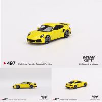 ของเล่นสำหรับแข่งโมเดลรถยนต์ GT 1:64 911สีเหลือง Carroecast Diorama ของเล่นขนาดเล็ก497มีในสต็อก