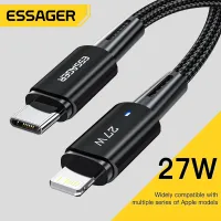 โปรโมชั่น Flash Sale : Essager USB Type C Cable For iphone 11 12 13 14 Pro Max Mini Xs Xr X 8 iPad MacBook PD 27W Fast Charge Charger Lightning Wire Cord