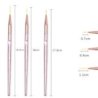 3pcs/Set Acrylic French Stripe Nail Art Line Painting Pen 3D Tips Manicure slim Line Drawing Pen UV Gel Brushes Painting Tools