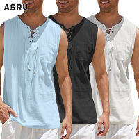 ASRV เสื้อแขนกุดผู้ชายใหม่คอปกตั้งเสื้อสวมศีรษะผู้ชาย